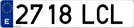 Ejemplo de matrícula de coche ordinaria 2718 LCL