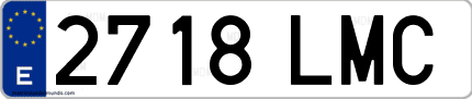 Ejemplo de matrícula de coche ordinaria 2718 LMC