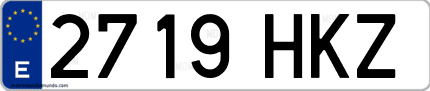 Ejemplo de matrícula de coche ordinaria 2719 HKZ