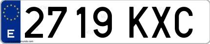 Ejemplo de matrícula española 2719 KXC