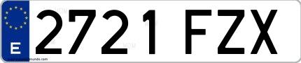 Ejemplo de matrícula española 2721 FZX