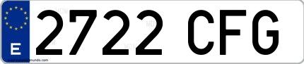 Ejemplo de matrícula española 2722 CFG