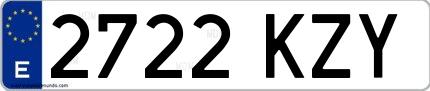 Ejemplo de matrícula española 2722 KZY