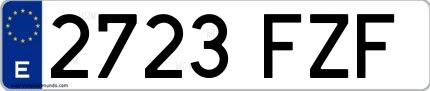 Ejemplo de matrícula española 2723 FZF