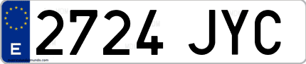 Ejemplo de matrícula de coche ordinaria 2724 JYC