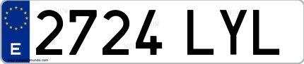 Ejemplo de matrícula española 2724 LYL