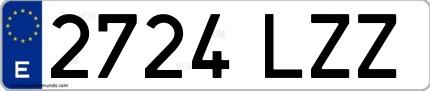 Ejemplo de matrícula española 2724 LZZ