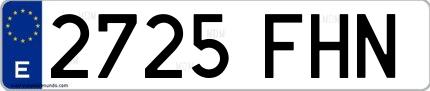 Ejemplo de matrícula española 2725 FHN