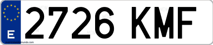 Ejemplo de matrícula de coche ordinaria 2726 KMF