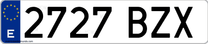 Ejemplo de matrícula de coche ordinaria 2727 BZX