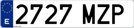 Ejemplo de matrícula española 2727 MZP