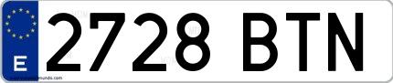 Ejemplo de matrícula española 2728 BTN