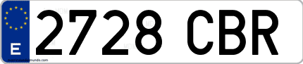 Ejemplo de matrícula de coche ordinaria 2728 CBR