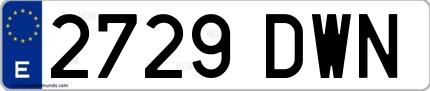Ejemplo de matrícula española 2729 DWN