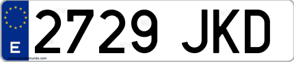 Ejemplo de matrícula de coche ordinaria 2729 JKD