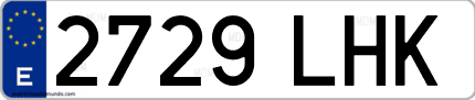 Ejemplo de matrícula de coche ordinaria 2729 LHK