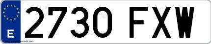 Ejemplo de matrícula española 2730 FXW