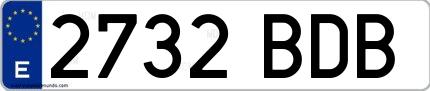 Ejemplo de matrícula española 2732 BDB