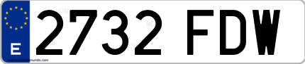Ejemplo de matrícula de coche ordinaria 2732 FDW
