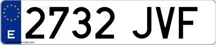Ejemplo de matrícula española 2732 JVF