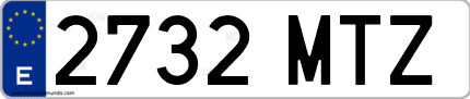 Ejemplo de matrícula de coche ordinaria 2732 MTZ