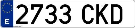 Ejemplo de matrícula española 2733 CKD