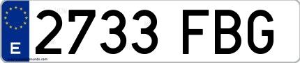 Ejemplo de matrícula española 2733 FBG