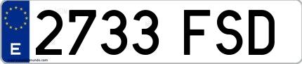 Ejemplo de matrícula española 2733 FSD