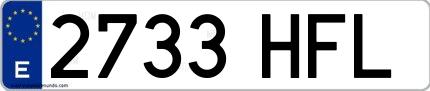 Ejemplo de matrícula española 2733 HFL