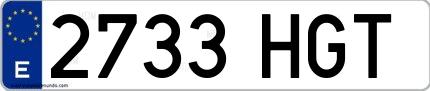 Ejemplo de matrícula española 2733 HGT