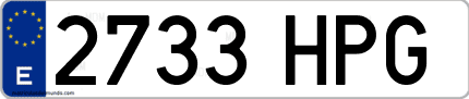 Ejemplo de matrícula de coche ordinaria 2733 HPG