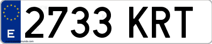 Ejemplo de matrícula de coche ordinaria 2733 KRT