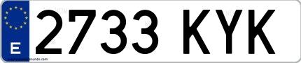 Ejemplo de matrícula española 2733 KYK
