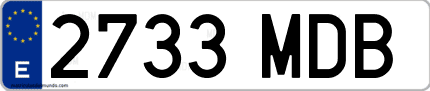 Ejemplo de matrícula de coche ordinaria 2733 MDB