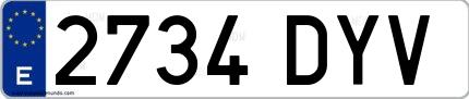 Ejemplo de matrícula española 2734 DYV