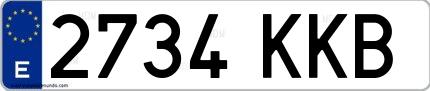 Ejemplo de matrícula española 2734 KKB