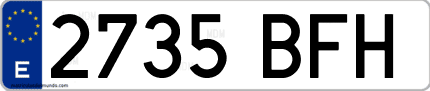 Ejemplo de matrícula de coche ordinaria 2735 BFH