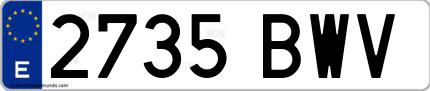 Ejemplo de matrícula española 2735 BWV