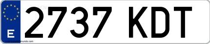 Ejemplo de matrícula española 2737 KDT
