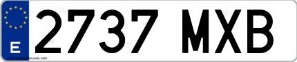 Ejemplo de matrícula española 2737 MXB