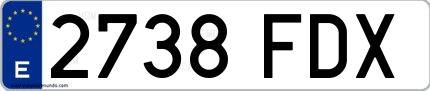 Ejemplo de matrícula española 2738 FDX