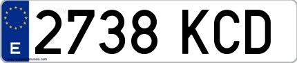 Ejemplo de matrícula española 2738 KCD