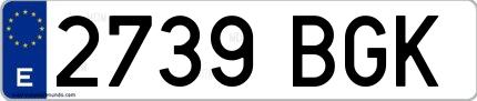 Ejemplo de matrícula española 2739 BGK