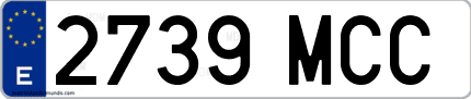 Ejemplo de matrícula de coche ordinaria 2739 MCC