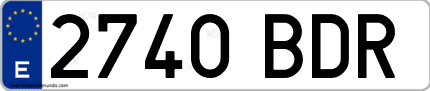 Ejemplo de matrícula de coche ordinaria 2740 BDR