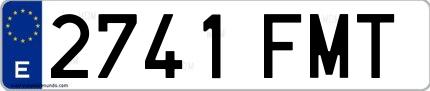 Ejemplo de matrícula española 2741 FMT