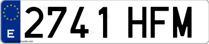 Ejemplo de matrícula de coche ordinaria 2741 HFM