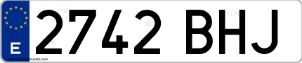 Ejemplo de matrícula de coche ordinaria 2742 BHJ