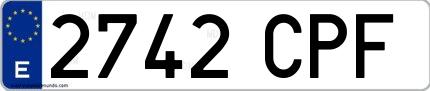 Ejemplo de matrícula española 2742 CPF