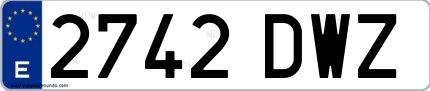 Ejemplo de matrícula española 2742 DWZ